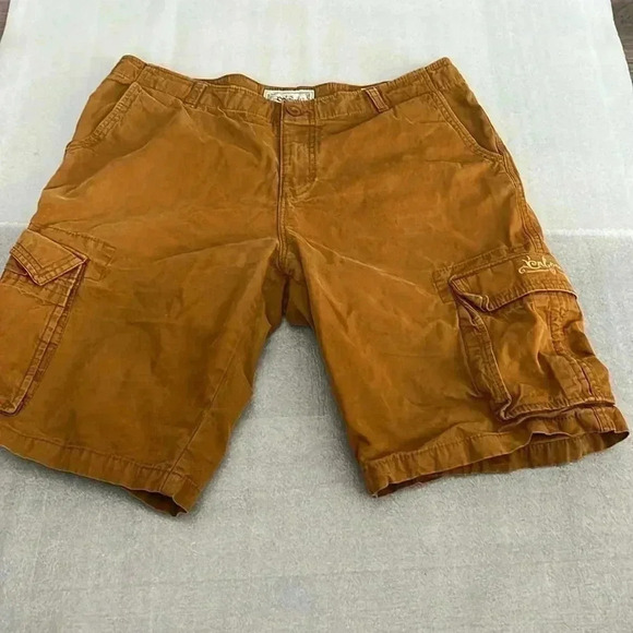 [36]The Cabostyle Relax Cotton  Yellow Brown Cargo Short- Made in Mexico - Picture 1 of 9